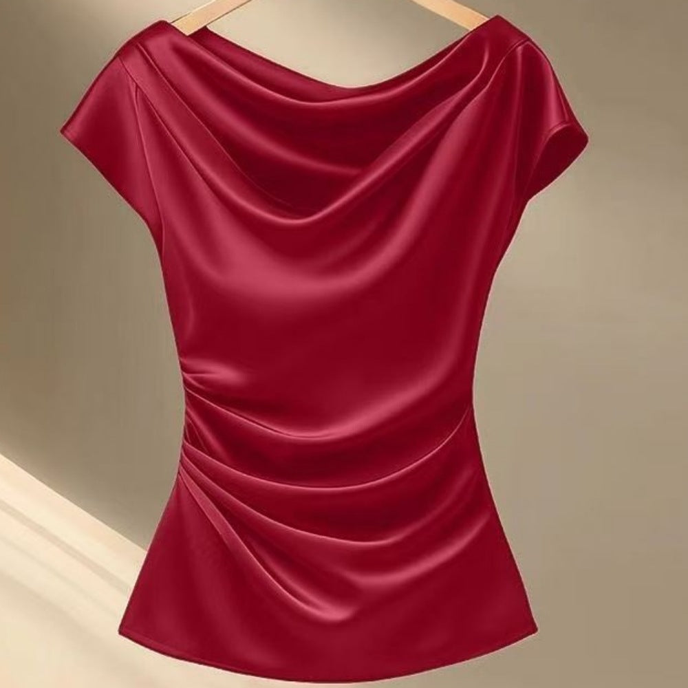 Draped Satin Neck Top
