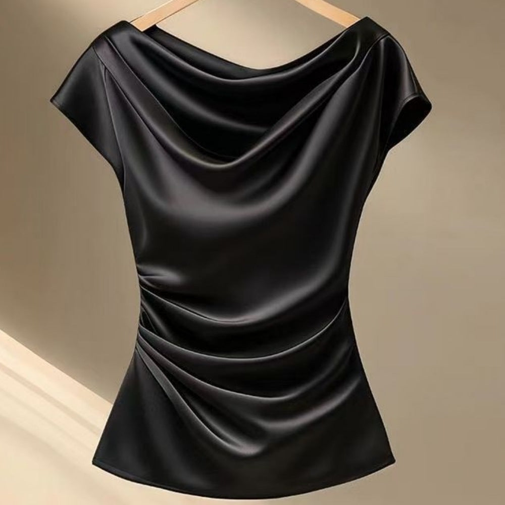 Draped Satin Neck Top