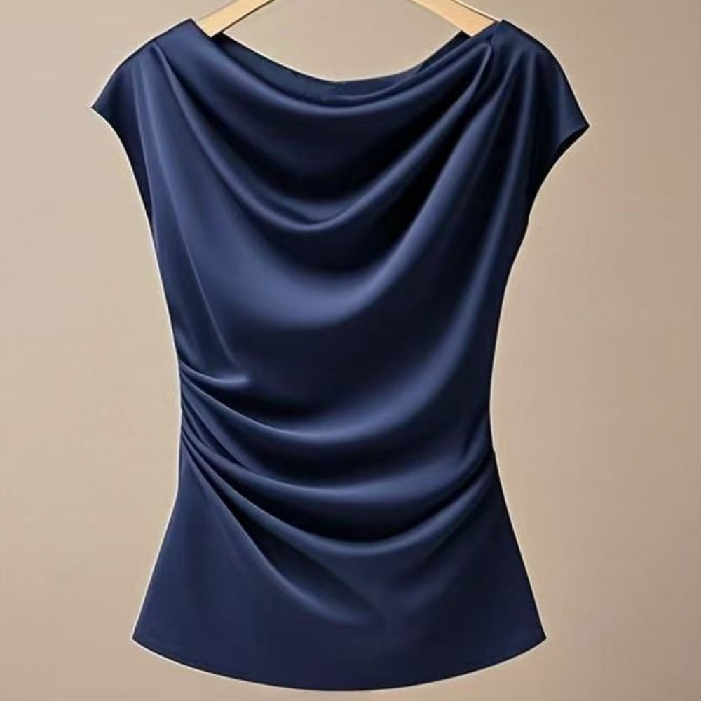 Draped Satin Neck Top