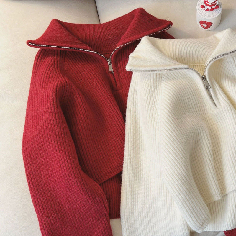 Premium Knit Zip Sweater