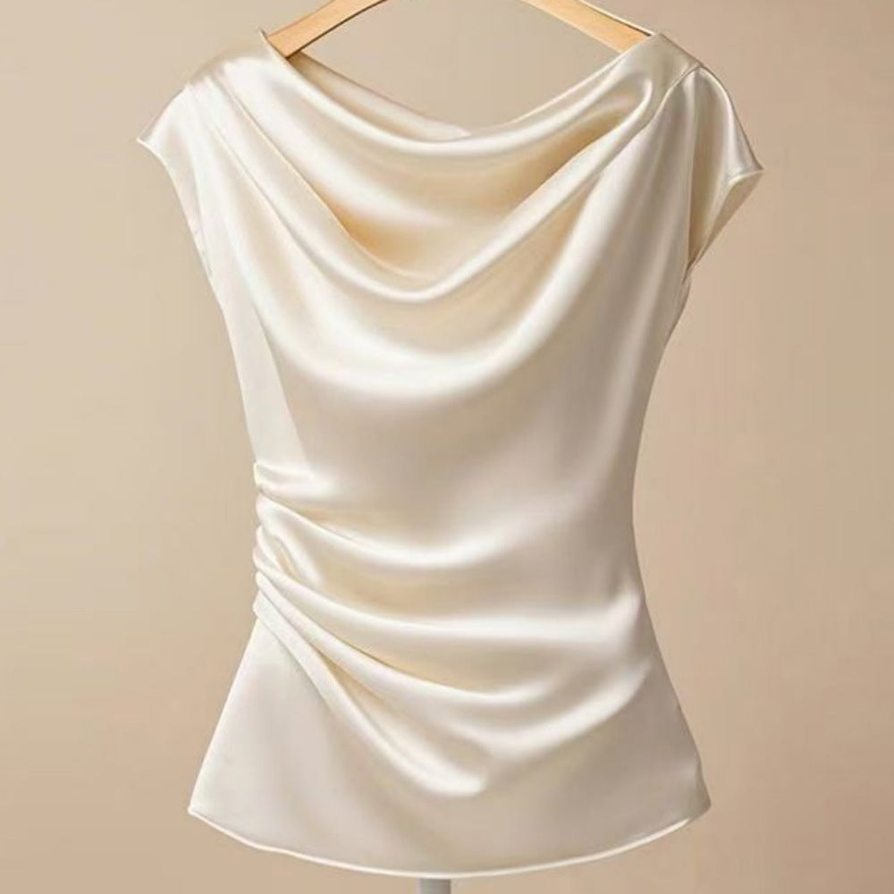Draped Satin Neck Top